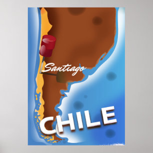 Chile Santiago Vintage resor poster