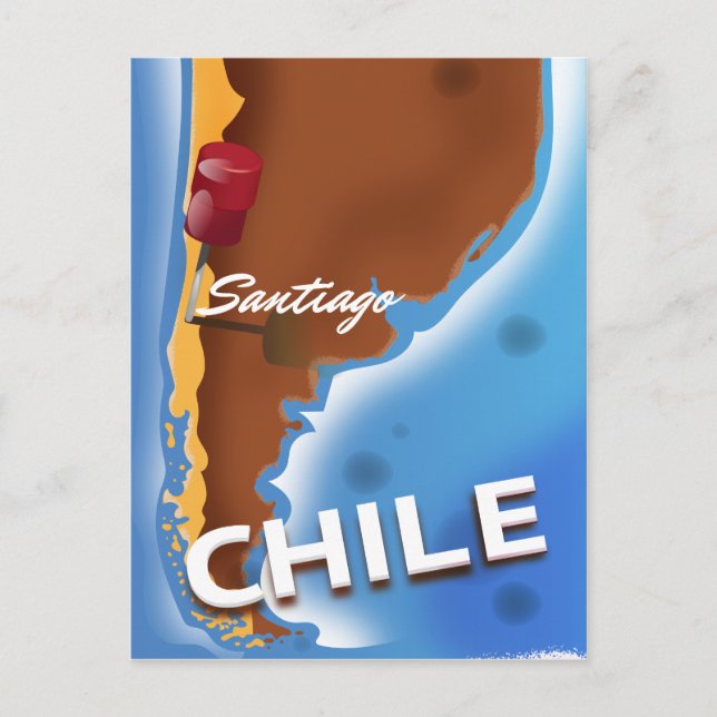 Chile Santiago Vintage resor poster Vykort (Framsida)