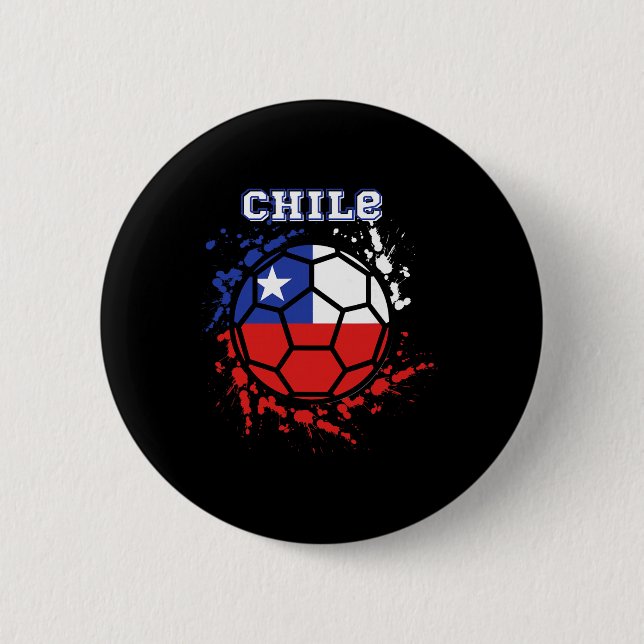 Chile Soccer Chilean Flag Futbol Fan Jersey  Knapp (Framsida)