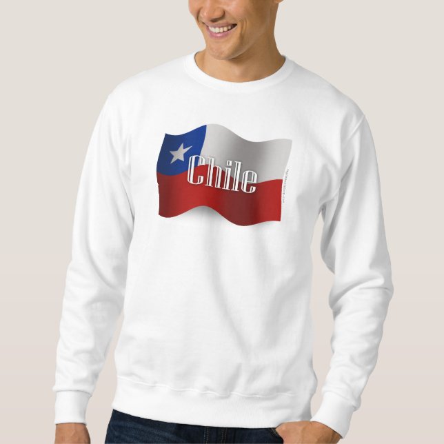 Chile som vinkar flagga långärmad tröja (Framsida)