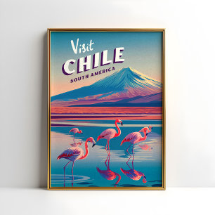Chile Sydamerika Vintage resor Poster Flamingo