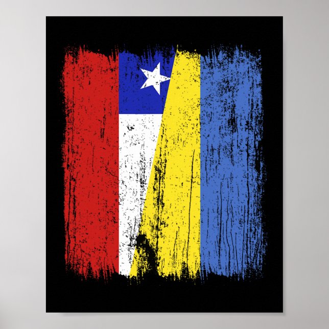 Chile Ukraina Halv Flagga Chilensk Ukrainsk Arv Poster (Framsidan)