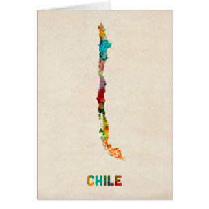 Chile vattenfärgkarta hälsningskort