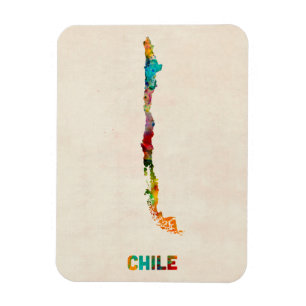Chile vattenfärgkarta magnet