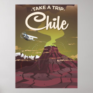 Chile Volcano vintage resor poster