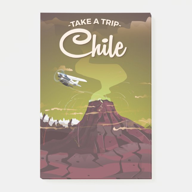 Chile Vulkan vintage reseaffisch Post-it Block (Framsida)