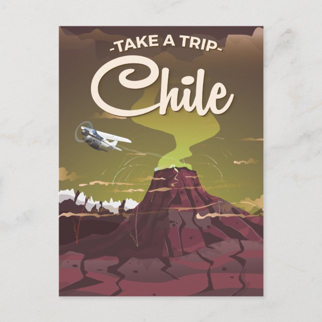 Chile Vulkan vintage resemapposters Vykort (Framsida)