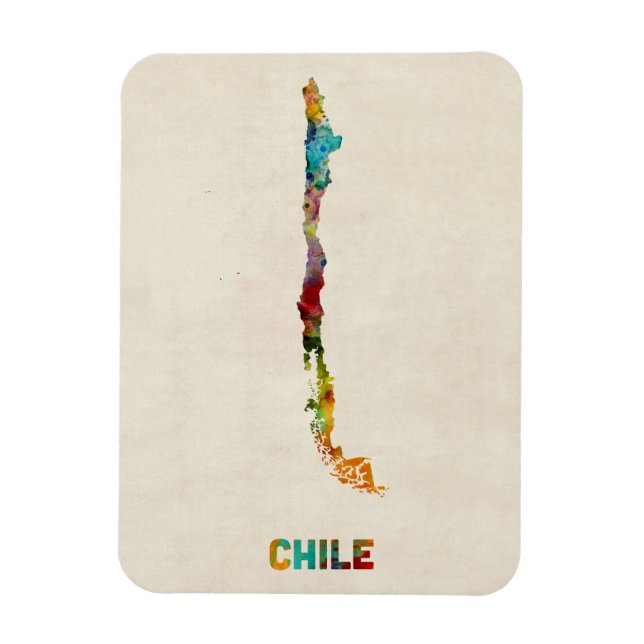 Chile Watercolor Karta Magnet (Vertikal)