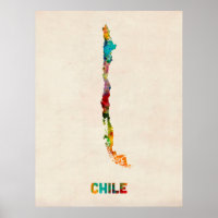 Chile Watercolor Karta