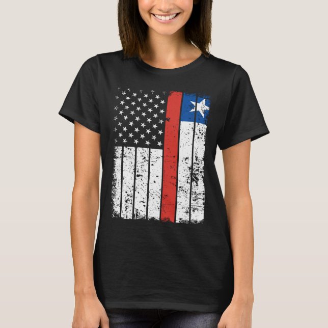 Chilean American Flag T-Shirt Pride Chile USA (Framsida)