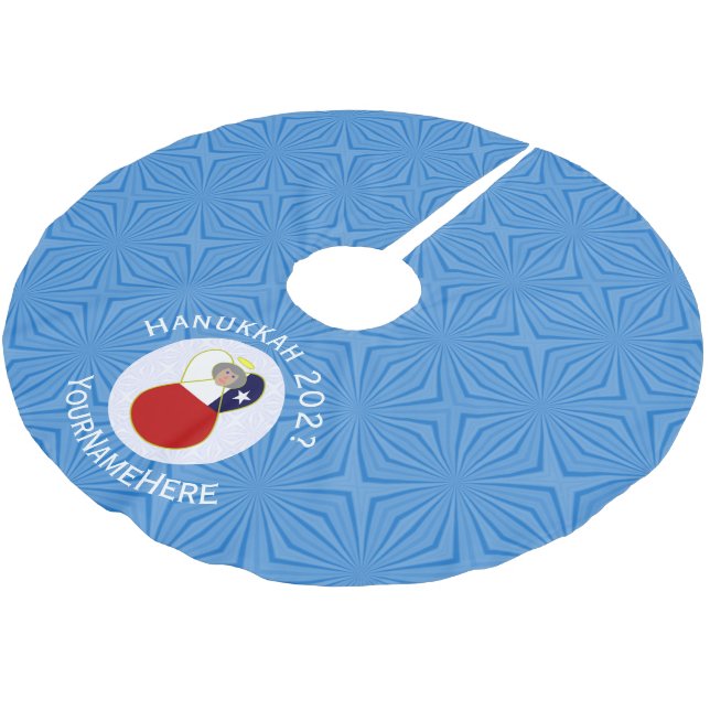 Chilean Angel Hanukkah Flagga Personlig Julgransmatta Borstad Polyester (Vinklad)