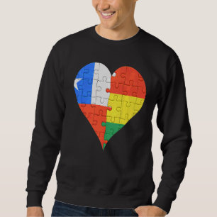 Chilean Bolivian Flagga Heart Lång Ärmad Tröja