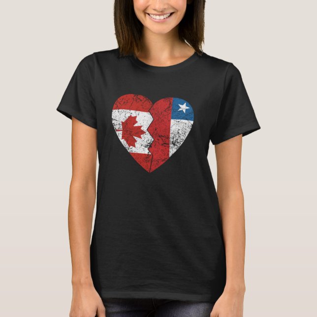 Chilean Canadian Flaggor Heart Canada Chile Roots  T Shirt (Framsida)
