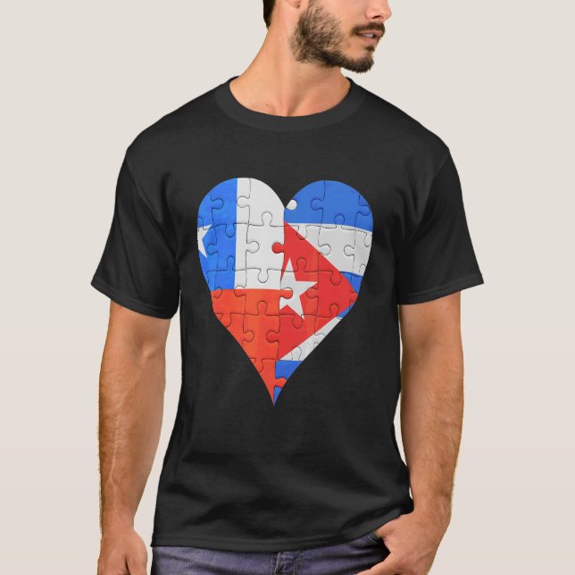Chilean Cuban Flagga Heart T Shirt (Framsida)