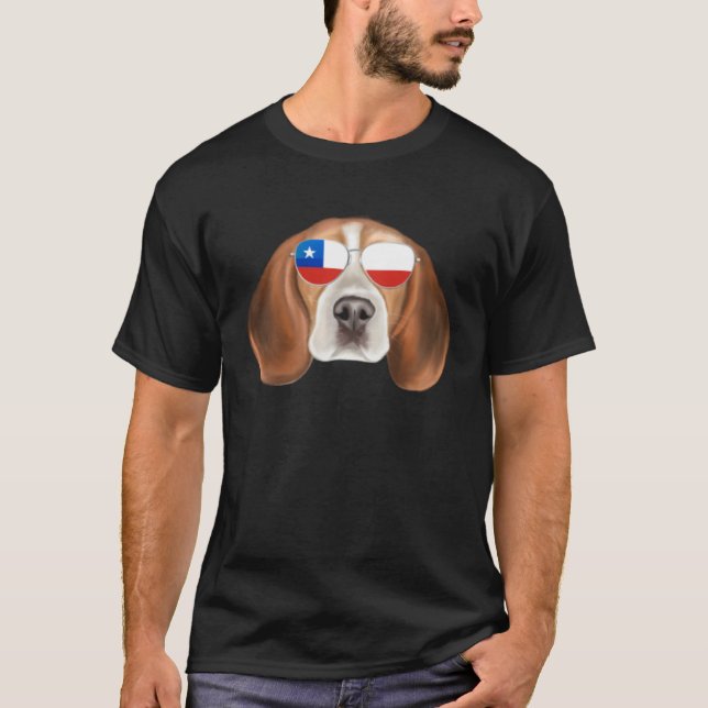 Chilean Flag Beagle Dog Chile Pocket T Shirt (Framsida)