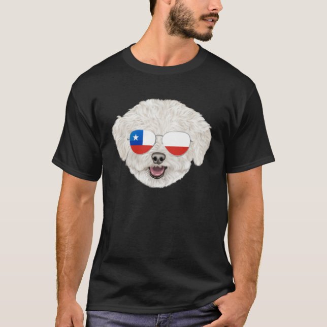 Chilean Flag Bichons Frise Dog Chile Pocket T Shirt (Framsida)