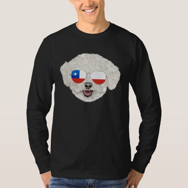 Chilean Flag Bichons Frise Dog Chile Pocket T Shirt (Framsida)