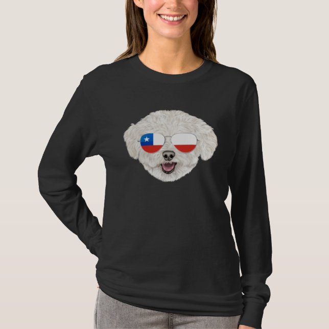 Chilean Flag Bichons Frise Dog Chile Pocket T Shirt (Framsida)