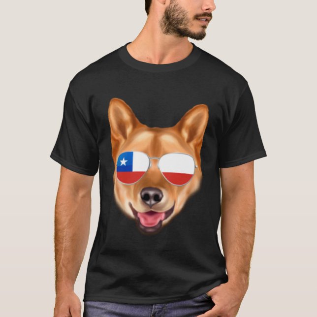 Chilean Flag Finnish Spitz Dog Chile Pocket T Shirt (Framsida)