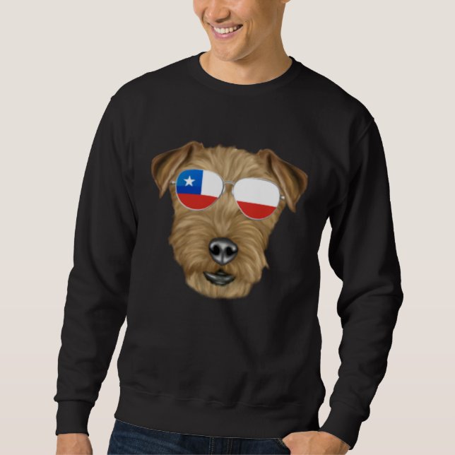 Chilean Flag Lakeland Terrier Dog Chile Pocket Lång Ärmad Tröja (Framsida)