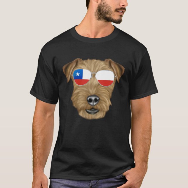 Chilean Flag Lakeland Terrier Dog Chile Pocket T Shirt (Framsida)