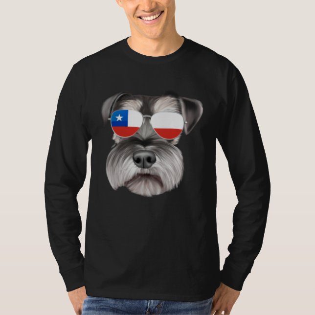 Chilean Flag Miniature Schnauzer Dog Chile Pocket T Shirt (Framsida)