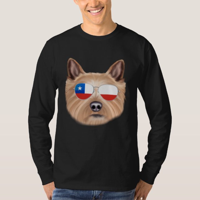 Chilean Flag Norwich Terrier Dog Chile Pocket T Shirt (Framsida)