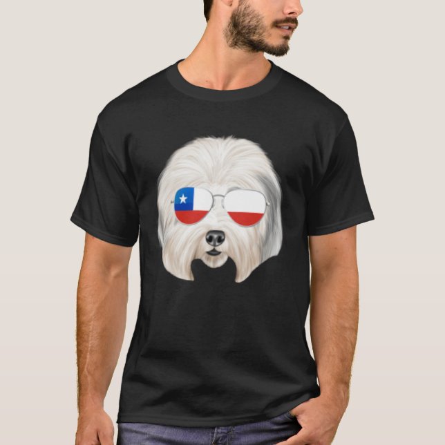 Chilean Flag Old English Sheepdog Dog Chile Pocket T Shirt (Framsida)