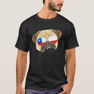 Chilean Flag Pug Dog Chile Pocket T Shirt