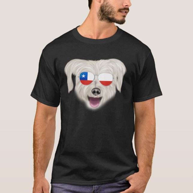 Chilean Flag Pyrenean Shepherd Dog Chile Pocket T Shirt (Framsida)