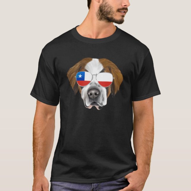 Chilean Flag St Bernard Dog Chile Pocket T Shirt (Framsida)