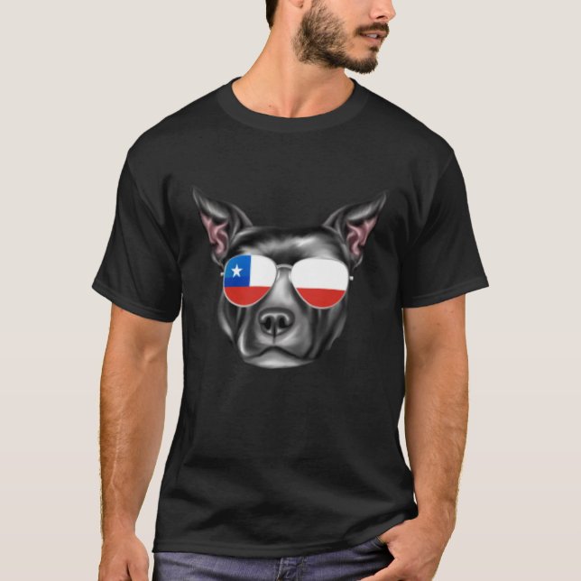 Chilean Flag Staffordshire Bull Terrier Dog Chile  T Shirt (Framsida)