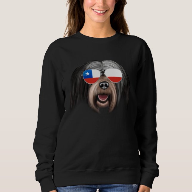 Chilean Flag Tibetan Terrier Dog Chile Pocket T Shirt (Framsida)