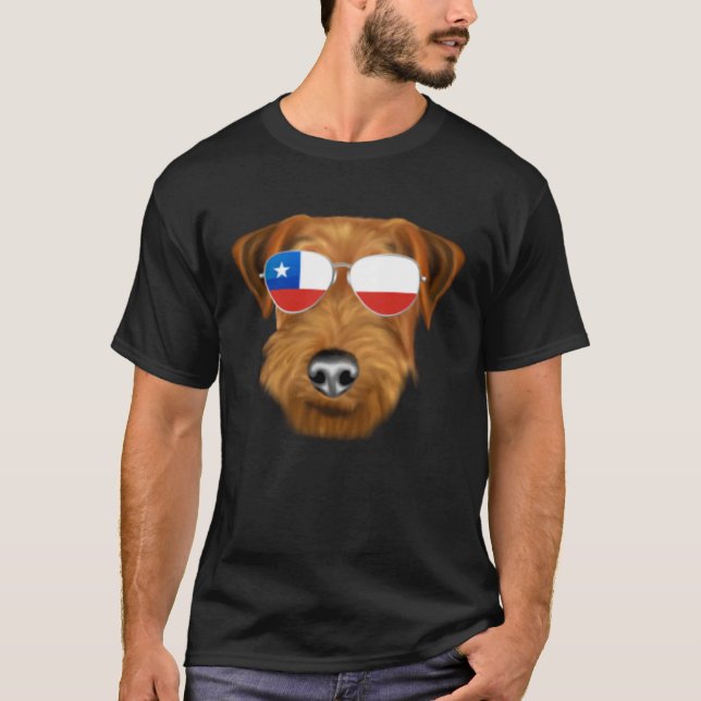 Chilean Flag Welsh Terrier Dog Chile Pocket T Shirt (Framsida)