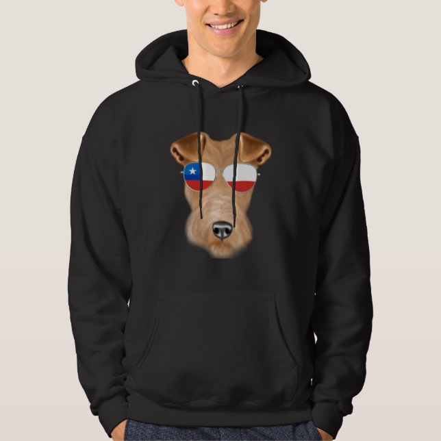 Chilean Flag Wire Fox Terrier Dog Chile Pocket Hoodie (Framsida)