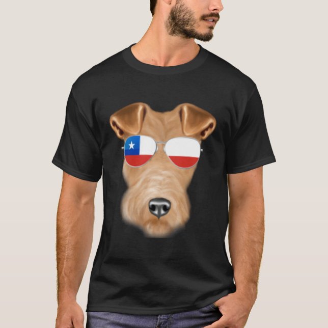 Chilean Flag Wire Fox Terrier Dog Chile Pocket T Shirt (Framsida)