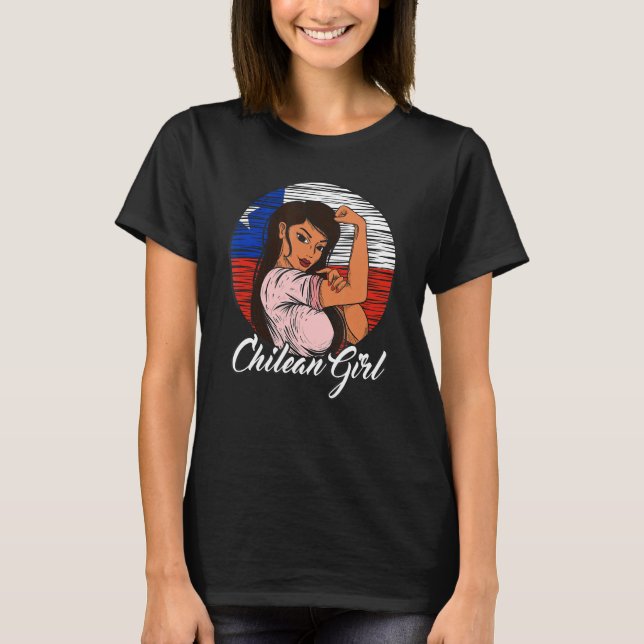 Chilean Flagga Chile Chilean Girl T Shirt (Framsida)