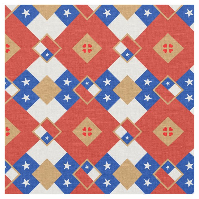 Chilean Flagga & Chile Trendig Fabric mode Tyg (Närbild)