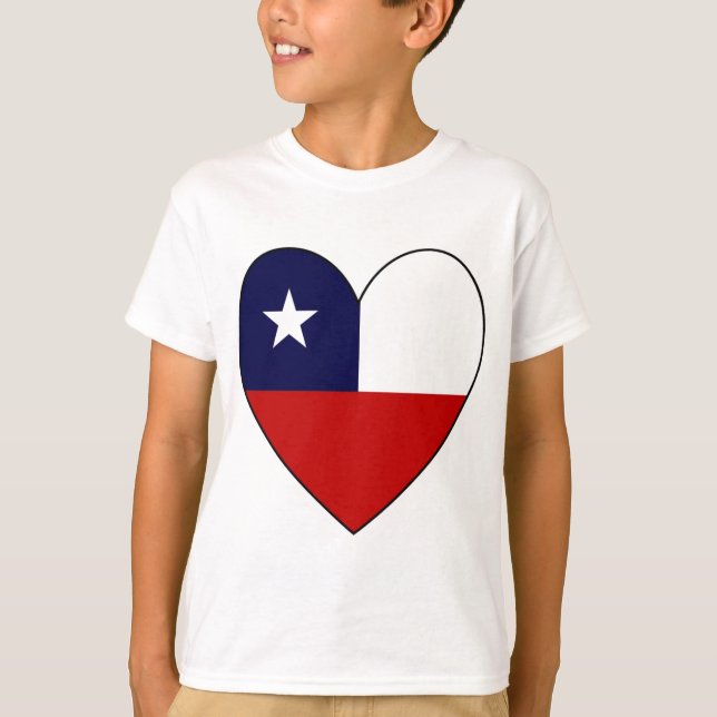 Chilean Flagga Heart Valentine T Shirt (Framsida)