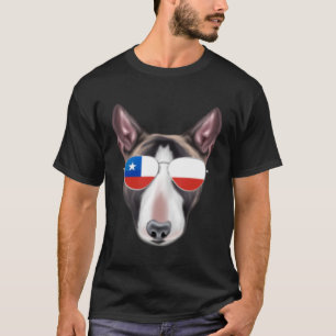 Chilean Flagga MiniBull Terrier Hund Chile Pock T Shirt