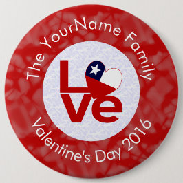 Chilean Flagga Red Brev KÄRLEK White på Red Knapp