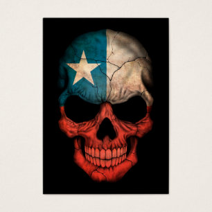 Chilean Flagga Skull på svart Visitkort