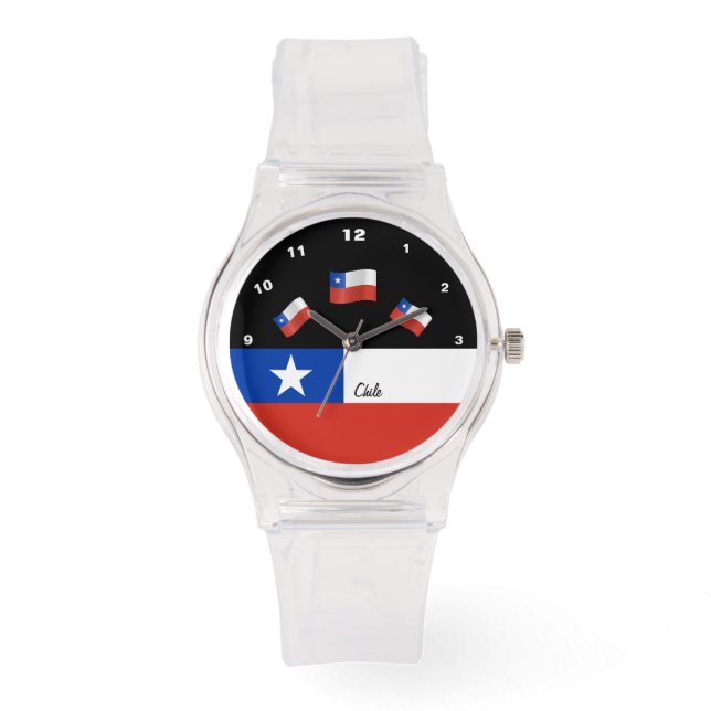Chilean Flagga watch, Chile mode/sport Armbandsur (Framsida)