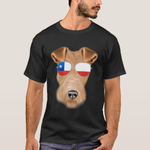 Chilean Flagga Wire Fox Terrier Hund Chile Pocket T Shirt
