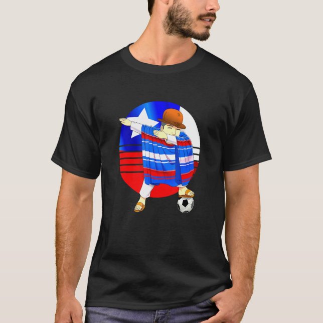 Chilean Football Dabbing Ocer Guy Chile T Shirt (Framsida)