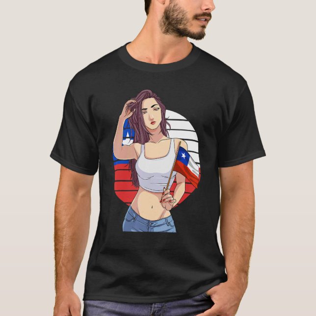 Chilean Girl Latino Pride Chile Flag Proud Chileno T Shirt (Framsida)