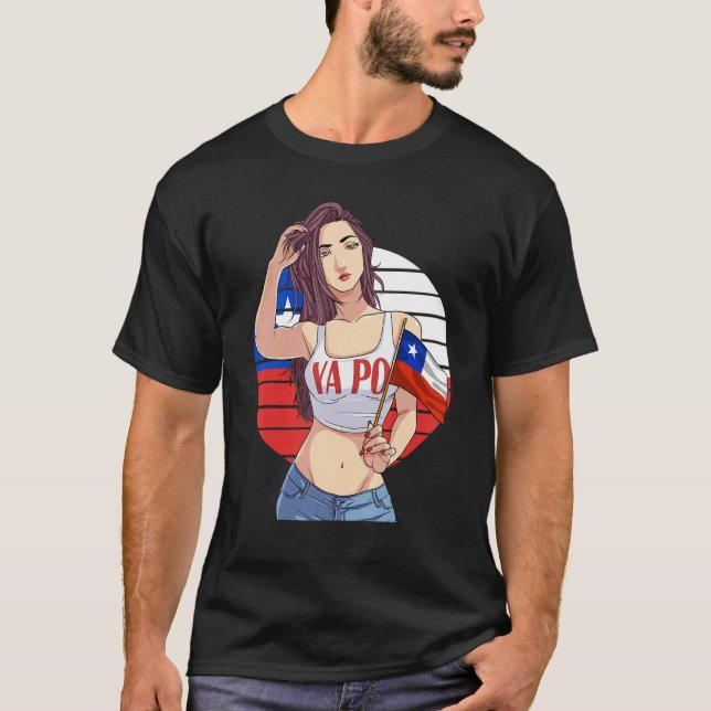 Chilean Girl Latino Pride   Chile Flag Proud Ya Po T Shirt (Framsida)