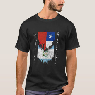 Chilean Guatemalan Flaggor Ripping Torn Chile Guat T Shirt