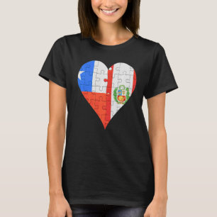 Chilean Peruvian Flagga Heart T Shirt