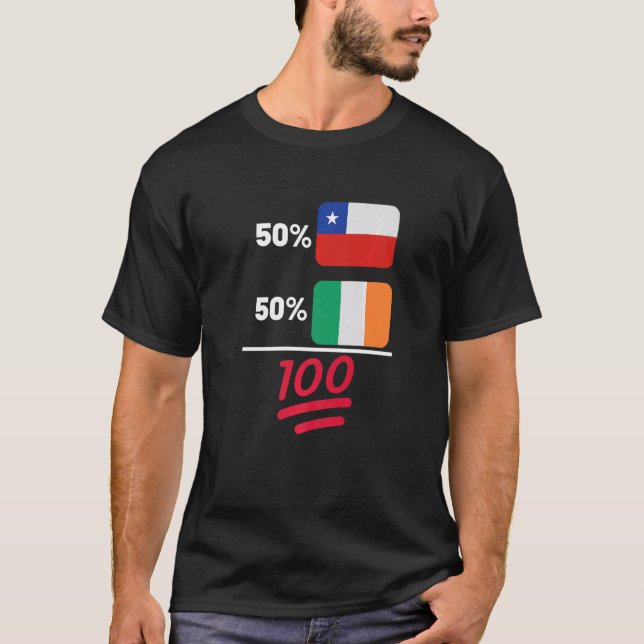 Chilean Plus Irish Mix Flagga Heritage T Shirt (Framsida)